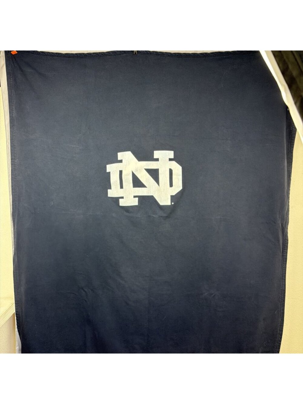 Vintage University Notre Dame Football Stadium Blanket Logo Blue White 58"x66”